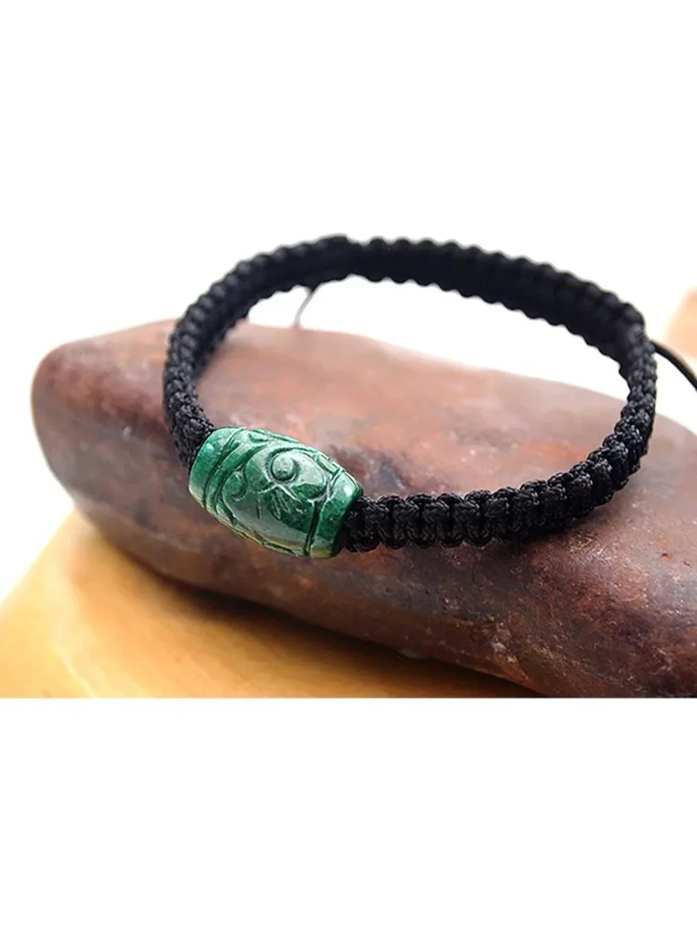 Handmade Adjustable Real Jade Bracelet - Natural Green Stone Beaded Bangle